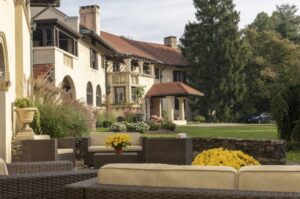 Rushmore Estate -he elegant Spanish Colonial mansion and estate built more than a century ago for financier and attorney Charles E. Rushmore (Mount Rushmore’s namesake) has transformed into a spectacular wedding/event venue and charming bed and breakfast ideally located amid the splendor of New York State’s Hudson River Valley.
